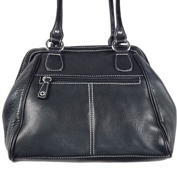 Tignanello Black Y2K Leather Purse Contrast Stitching Zip Around Closure - Picture 2 of 16